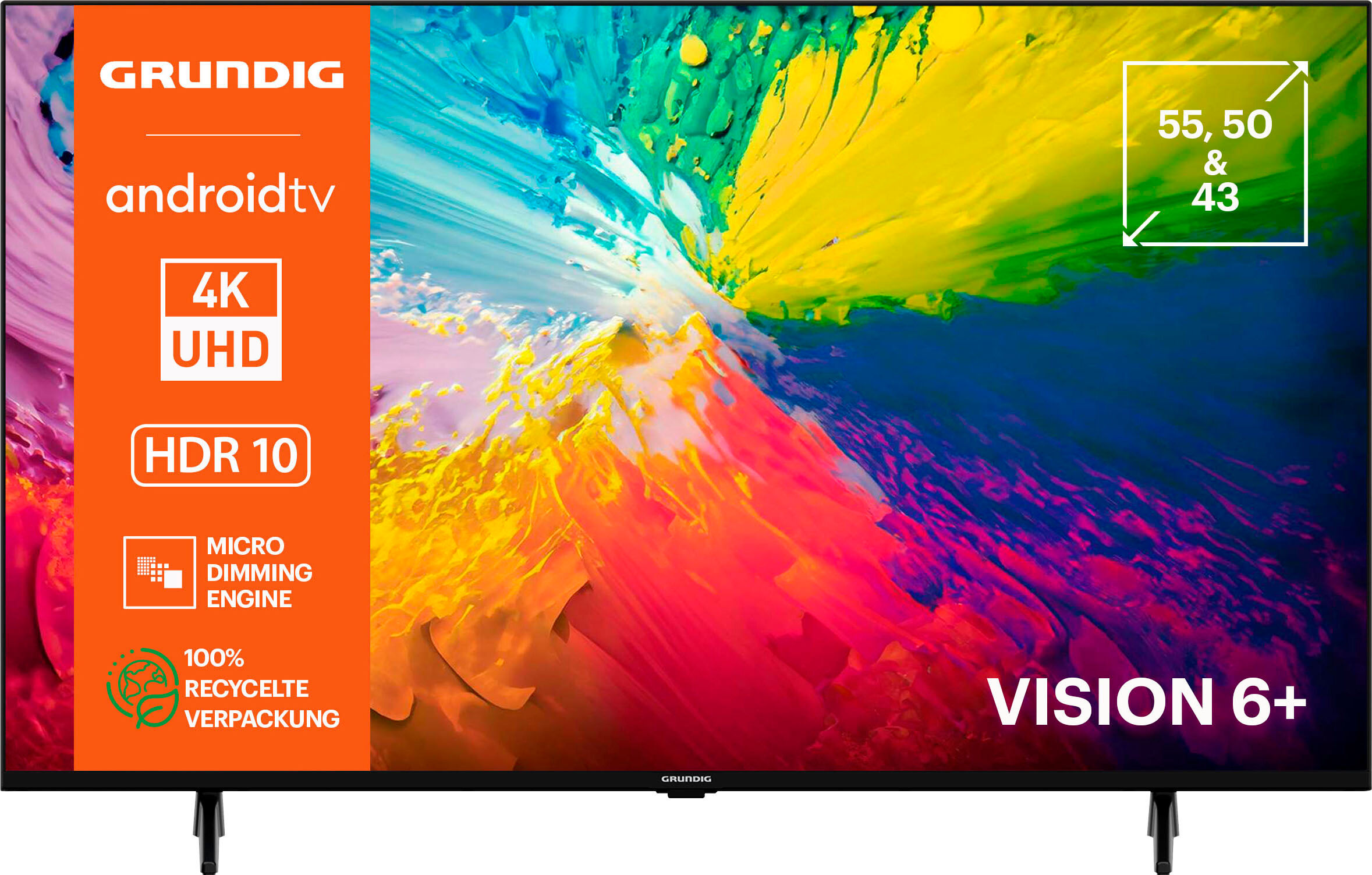 F (A bis G) GRUNDIG LED-Fernseher "55 VOE 73 AU7T00" Fernseher schwarz LED Fernseher Bestseller