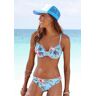 Bügel-Bikini-Top LASCANA "Malia" Gr. 38, Cup B, blau (hellblau, bedruckt) Damen Bikini-Oberteile Ocean Blue mit tropischem Print