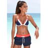 Triangel-Bikini KANGAROOS "Energy" Gr. 40, Cup A/B, blau (marine) Damen Bikini-Sets Ocean Blue im Colourblocking-Style Bestseller