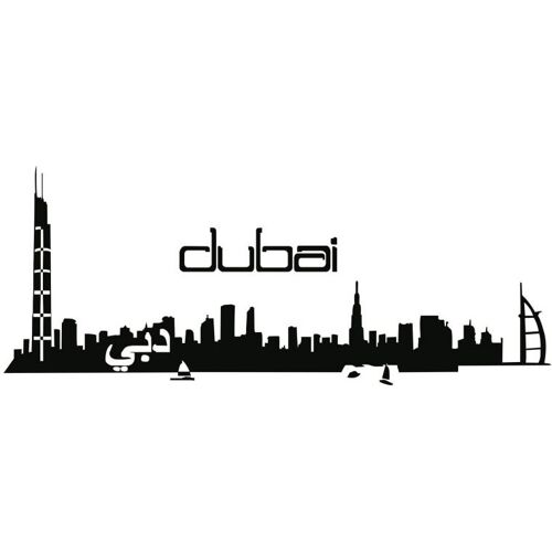 Wall-Art Wandtattoo WALL-ART „XXL Stadt Skyline Dubai 120cm“ Wandtattoos Gr. B/H/T: 120 cm x 30 cm x 0,1 cm, schwarz Wandtattoos Wandsticker