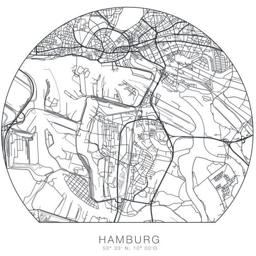 Wall-Art Wandtattoo WALL-ART „Hamburg Stadtplan entfernbar“ Wandtattoos Gr. B/H/T: 90 cm x 90 cm x 0,1 cm, schwarz Wandtattoos Wandsticker