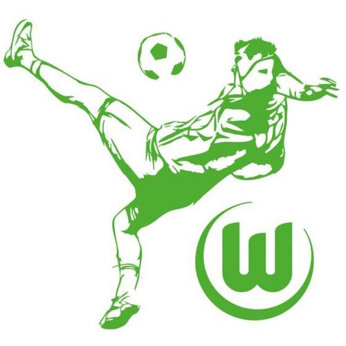 Wall-Art Wandtattoo WALL-ART „VfL Wolfsburg – Fußballspieler“ Wandtattoos Gr. B/H/T: 110 cm x 101 cm x 0,1 cm, grün Wandtattoos Wandsticker