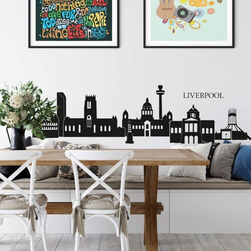 Wall-Art Wandtattoo WALL-ART „Stadt Skyline Liverpool 120cm“ Wandtattoos Gr. B/H/T: 120 cm x 30 cm x 0,1 cm, schwarz Wandtattoos Wandsticker