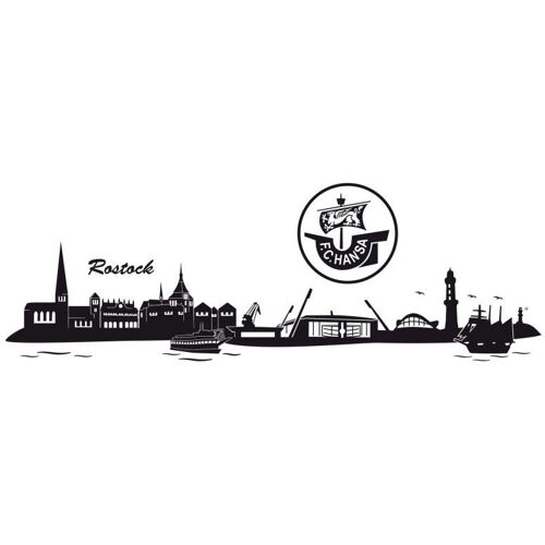 Wall-Art Wandtattoo WALL-ART „Hansa Rostock Skyline + Logo“ Wandtattoos Gr. B/H/T: 180 cm x 58 cm x 0,1 cm, schwarz Wandtattoos Wandsticker