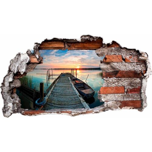 Wandtattoo WALL-ART "Sunset at the lake" Wandtattoos Gr. B/H: 100 cm x 54 cm, Natur, bunt Wandtattoos Natur