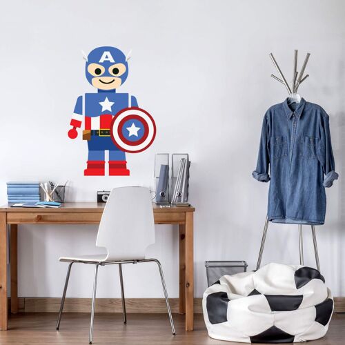 Wall-Art Wandtattoo WALL-ART „Spielfigur Held Captain America“ Wandtattoos Gr. B/H/T: 82 cm x 120 cm x 0,1 cm, bunt Wandtattoos Wandsticker