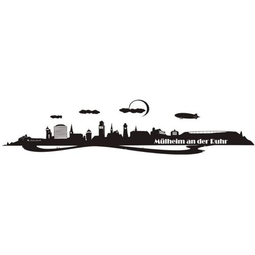 Wall-Art Wandtattoo WALL-ART „XXL Stadt Skyline Mülheim 140cm“ Wandtattoos Gr. B/H/T: 140 cm x 30 cm x 0,1 cm, schwarz Wandtattoos Wandsticker