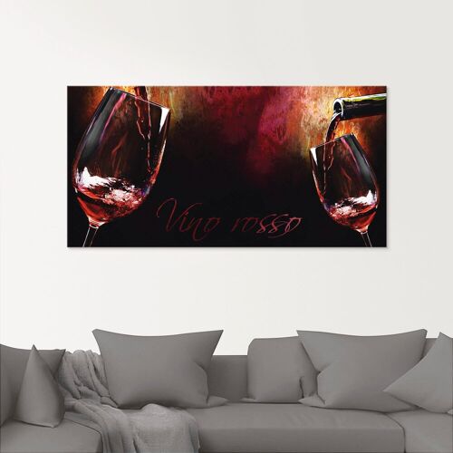Artland Glasbild ARTLAND „Wein – Rotwein“ Bilder Gr. B/H: 50 cm x 100 cm, Getränke, 1 St., rot Glasbilder in verschiedenen Größen