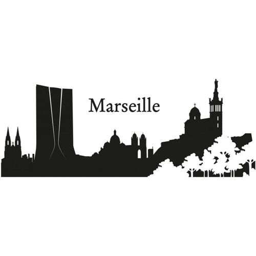 Wall-Art Wandtattoo WALL-ART „XXL Stadt Skyline Marseille 120cm“ Wandtattoos Gr. B/H/T: 120 cm x 30 cm x 0,1 cm, schwarz Wandtattoos Wandsticker