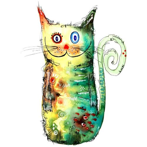 Wall-Art Wandtattoo WALL-ART „Bunte Katze – Crazy Cat“ Wandtattoos Gr. B/H/T: 60 cm x 81 cm x 0,1 cm, bunt Wandtattoos Wandsticker