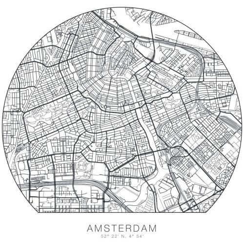 Wall-Art Wandtattoo WALL-ART „Stadtplan Amsterdam Tapete“ Wandtattoos Gr. B/H/T: 70 cm x 70 cm x 0,1 cm, schwarz Wandtattoos Wandsticker