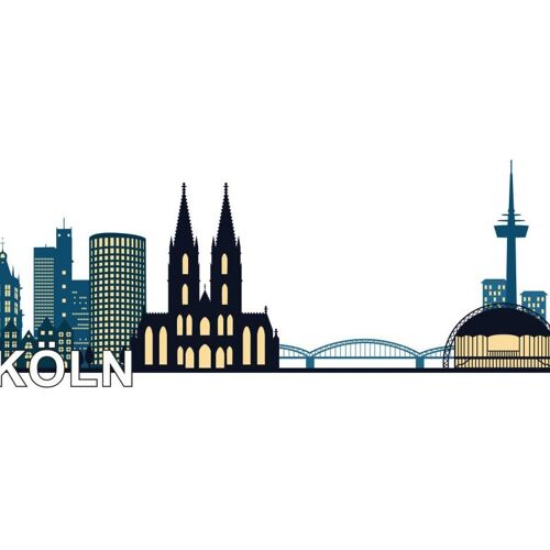 Wall-Art Wandtattoo WALL-ART „XXL Stadt Skyline Köln Fußball 120cm“ Wandtattoos Gr. B/H/T: 120 cm x 30 cm x 0,1 cm, schwarz Wandtattoos Wandsticker