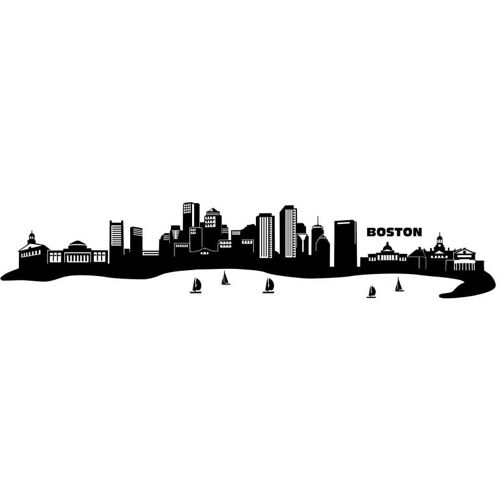 Wall-Art Wandtattoo WALL-ART „XXL Stadt Skyline Boston 120cm“ Wandtattoos Gr. B/H/T: 120 cm x 30 cm x 0,1 cm, schwarz Wandtattoos Wandsticker