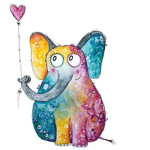 Wall-Art Wandtattoo WALL-ART „Elefant mit Herz Luftballon“ Wandtattoos Gr. B/H/T: 52 cm x 70 cm x 0,1 cm, bunt Wandtattoos Wandsticker