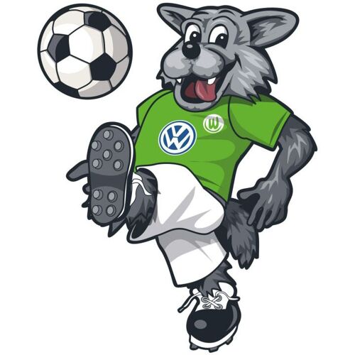 Wall-Art Wandtattoo WALL-ART „Fußball VfL Wolfsburg Wölfi“ Wandtattoos Gr. B/H/T: 90 cm x 112 cm x 0,1 cm, bunt (mehrfarbig) Wandtattoos Wandsticker