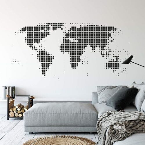 Wall-Art Wandtattoo WALL-ART „Punkte Weltkarte abstrakt Dots“ Wandtattoos Gr. B/H/T: 150 cm x 70 cm x 0,1 cm, schwarz Wandtattoos Wandsticker