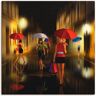 Wandbild ARTLAND "Frauen beim Einkaufen im Regen" Bilder Gr. B/H: 70 cm x 70 cm, Leinwandbild Frau, 1 St., bunt Kunstdrucke