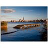 Leinwandbild ARTLAND "Blick auf Rostock" Bilder Gr. B/H: 60 cm x 45 cm, Deutschland, 1 St., blau Leinwandbilder