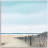 Wandbild ARTLAND "Sonniger Morgen I" Bilder Gr. B/H: 50 cm x 50 cm, Leinwandbild Strand, 1 St., blau Kunstdrucke