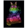 Glasbild ARTLAND "Witzige DJ Katze Party Musik" Bilder Gr. B/H: 45 cm x 60 cm, Glasbild Humor Hochformat, 1 St., bunt Glasbilder