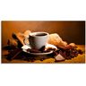 Glasbild ARTLAND "Kaffeetasse Zimtstange Nüsse Schokolade" Bilder Gr. B/H: 60 cm x 30 cm, Getränke, 1 St., braun Glasbilder
