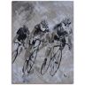 Wandbild ARTLAND "Fahrrad fahren im Regen" Bilder Gr. B/H: 45 cm x 60 cm, Leinwandbild Fahrräder Hochformat, 1 St., grau Kunstdrucke