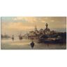 Wandbild ARTLAND "Kauffahrtsschiffe auf Bosporus, Istanbul" Bilder Gr. B/H: 60 cm x 30 cm, Leinwandbild Gewässer, 1 St., blau Kunstdrucke