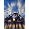 Wandbild ARTLAND "Max Verstappen - Weltmeister der Formel1" Bilder Gr. B/H: 45 cm x 60 cm, Alu-Dibond-Druck Auto Hochformat, 1 St., blau Kunstdrucke