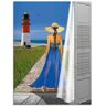Glasbild ARTLAND "Urlaub am Meer" Bilder Gr. B/H: 45 cm x 60 cm, Glasbild Frau Hochformat, 1 St., bunt Glasbilder
