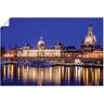 Wandbild ARTLAND "Abend an der Elbe in Dresden" Bilder Gr. B/H: 120 cm x 80 cm, Poster Dresden Querformat, 1 St., blau Kunstdrucke