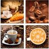 Glasbild ARTLAND "Kaffeetasse Croissant Kaffeebohnen" Bilder Gr. B/H: 30 cm x 30 cm, Getränke, 4 St., braun Glasbilder in verschiedenen Größen