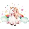 Wandtattoo WALL-ART "Einhorn sitzt vor Regenbogen" Wandtattoos Gr. B/H/T: 100 cm x 80 cm x 0,1 cm, Einhorn sitzt vor Regenbogen, bunt (mehrfarbig) Wandtattoos Wandsticker