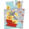 Kinderbettwäsche "Tom & Jerry" Bettwäsche Gr. B/L: 135 cm x 200 cm (1 St.), B/L: 80 cm x 80 cm (1 St.), Linon, grau Bettwäsche 135x200 cm mit witzigem Tom & Jerry Motiv