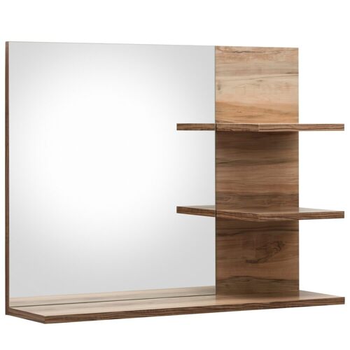 Welltime Badspiegel WELLTIME „Carcassonne“ Spiegel Gr. B/H/T: 72 cm x 57 cm x 20 cm, braun (satin nussfarben) Badspiegel mit Rahmenoptik in Holztönen und 3 Ablagen