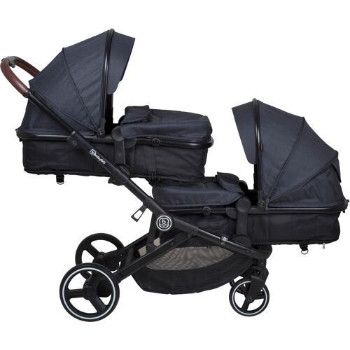 Zwillingswagen BABYGO "Twinner, Grey melange" grau (grey melange) Baby Kinderwagen Geschwisterwagen