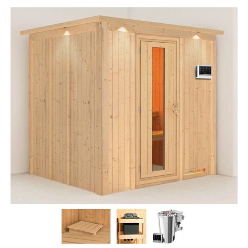 KARIBU Sauna „Dima“ Saunen 3,6-kW-Bio-Plug & Play Ofen mit externer Steuerung beige (naturbelassen) Saunen