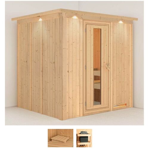 KARIBU Sauna „Solida“ Saunen ohne Ofen beige (naturbelassen) Saunen