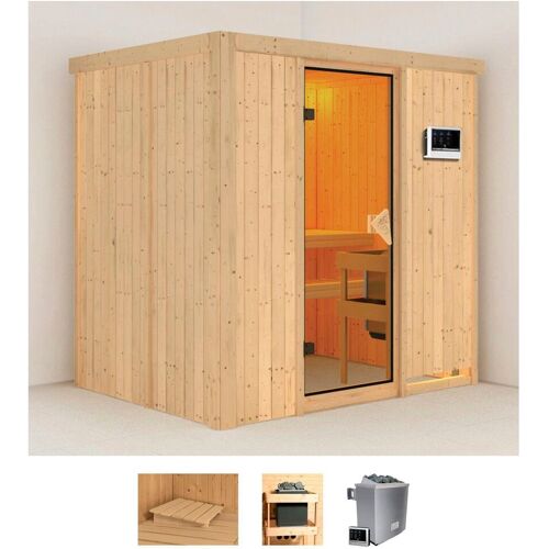 KARIBU Sauna „Bedine“ Saunen 9 KW-Ofen mit externer Steuerung beige (naturbelassen) Saunen