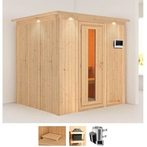 KARIBU Sauna „Dima“ Saunen 3,6-kW-Plug & Play Ofen mit externer Steuerung beige (naturbelassen) Saunen