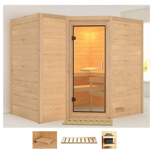 KARIBU Sauna „Sanna 2“ Saunen ohne Ofen beige (naturbelassen) Saunen