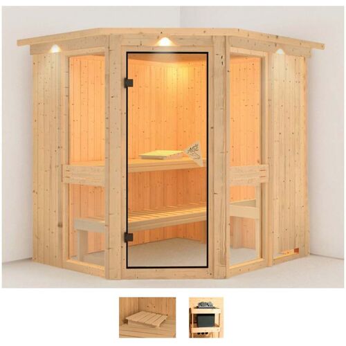 KARIBU Sauna „Aline 1“ Saunen ohne Ofen beige (naturbelassen) Saunen