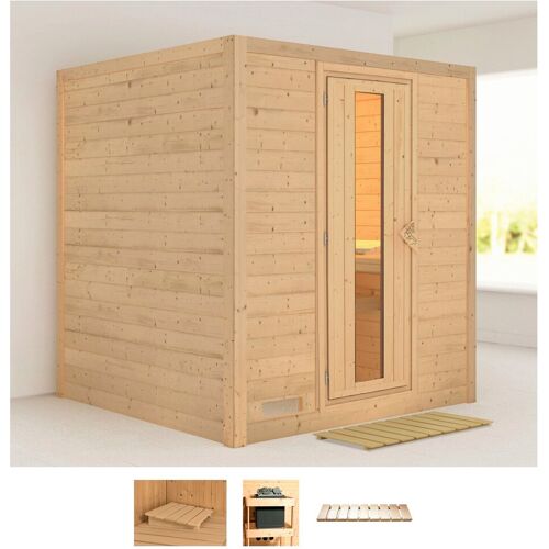 KARIBU Sauna „Menja“ Saunen ohne Ofen beige (naturbelassen) Saunen