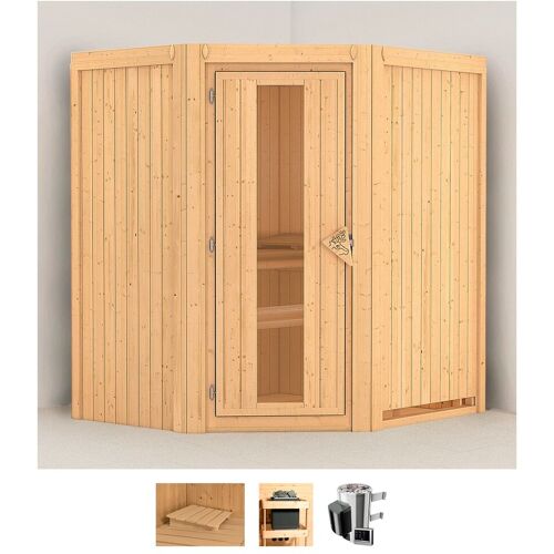 KARIBU Sauna „Tomke“ Saunen 3,6-kW-Plug & Play Ofen mit externer Steuerung beige (naturbelassen) Saunen