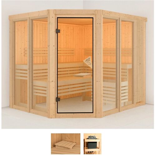 KARIBU Sauna „Anike 3“ Saunen ohne Ofen beige (naturbelassen) Saunen