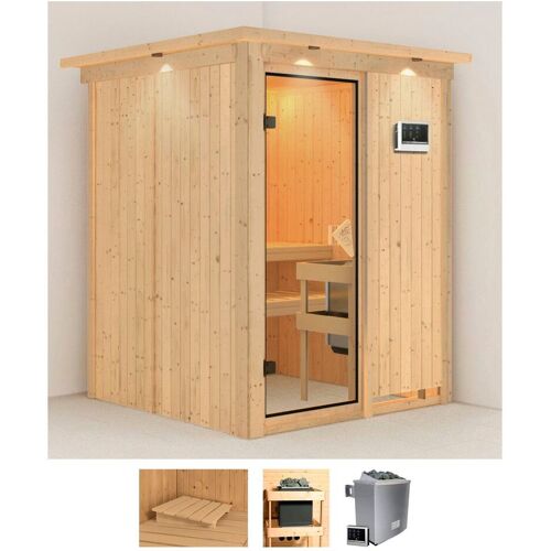 KARIBU Sauna „Norma“ Saunen 9 KW-Ofen mit externer Steuerung beige (naturbelassen) Saunen