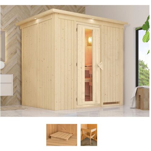 KARIBU Sauna „Bellin“ Saunen ohne Ofen beige (naturbelassen) Saunen