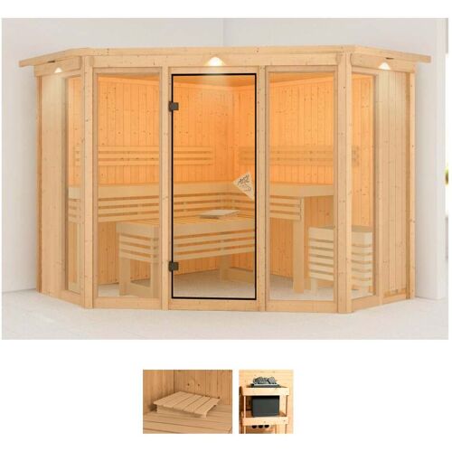 KARIBU Sauna „Astrid 2“ Saunen ohne Ofen beige (naturbelassen) Saunen