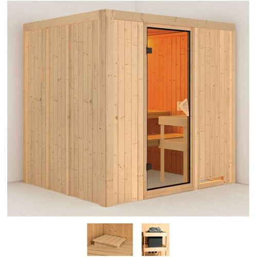 KARIBU Sauna „Solida“ Saunen ohne Ofen beige (naturbelassen) Saunen