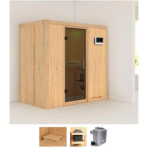 KARIBU Sauna „Vada“ Saunen 9 KW-Ofen mit externer Steuerung beige (naturbelassen) Saunen