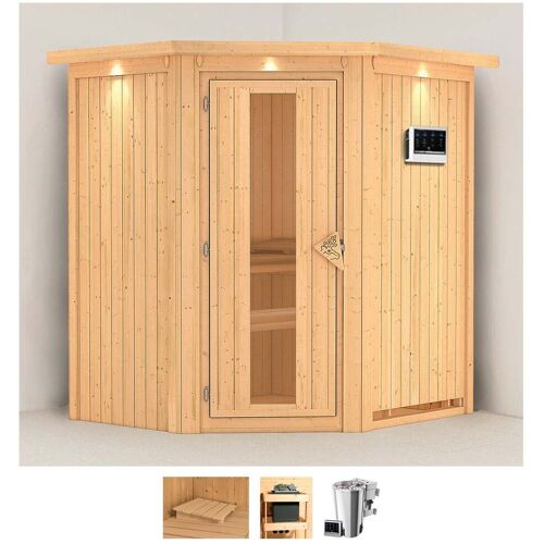 KARIBU Sauna „Tomke“ Saunen 3,6-kW-Bio-Plug & Play Ofen mit externer Steuerung beige (naturbelassen) Saunen